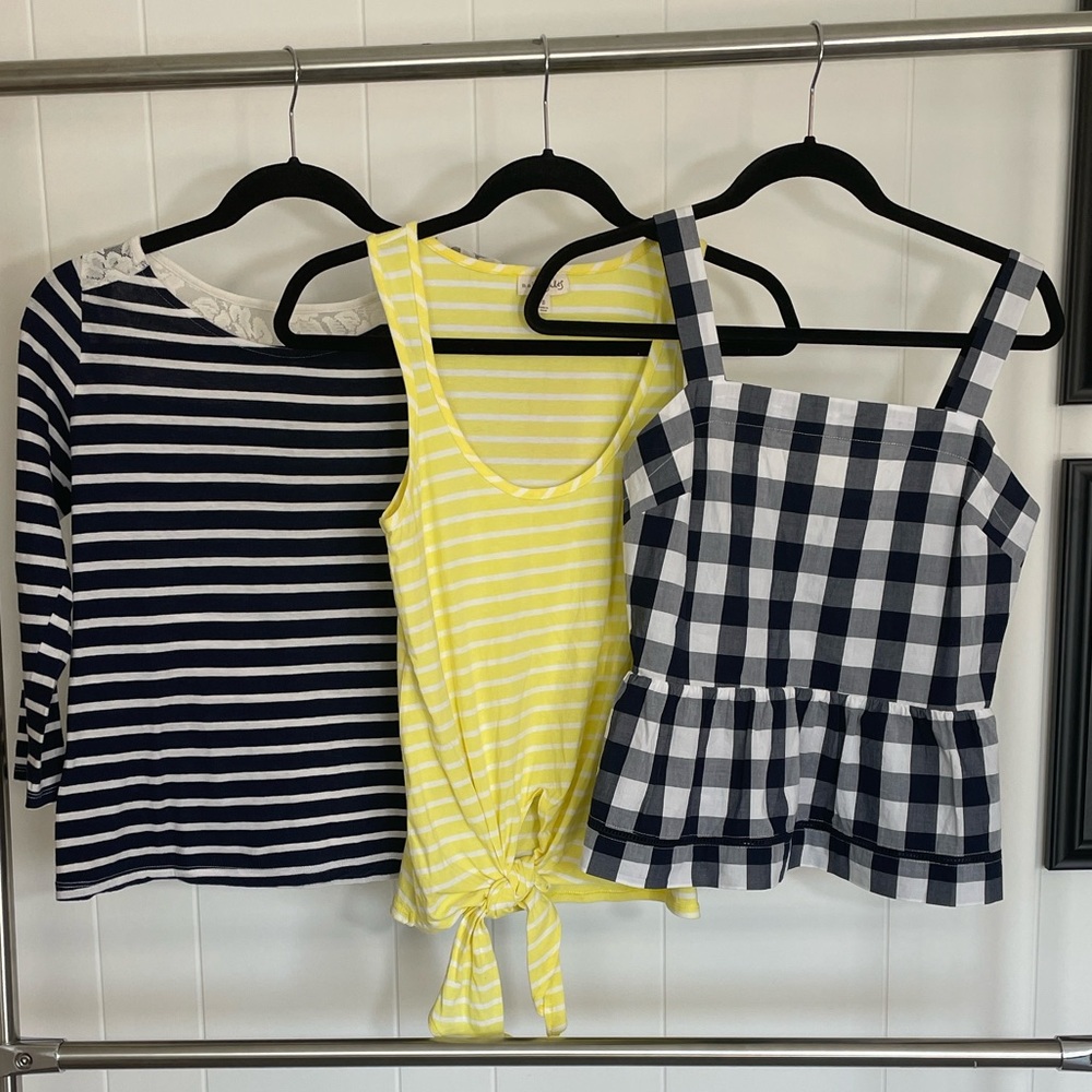 Maison Jules Bundle of 3 Striped/ Checked Tops